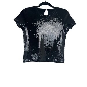 Ralph Ralph Lauren Vintage Sequin Top Black Size M USA Quiet Luxury Party Formal